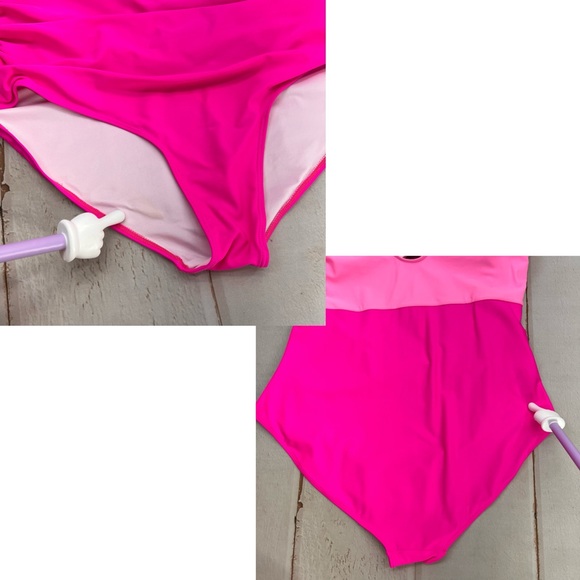 Women's Plus Size One Piece Swimsuits Tummy Control V Neck Cutout Bathing Suit - Picture 16 of 17